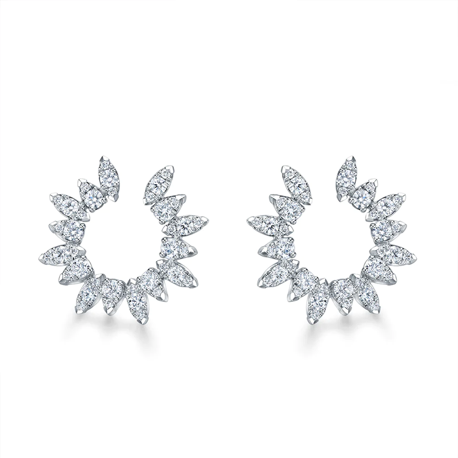Aerial 1.23-1.29ct Diamond GH/VS-SI Sunburst Wrap Earrings in 18K White Gold, Small