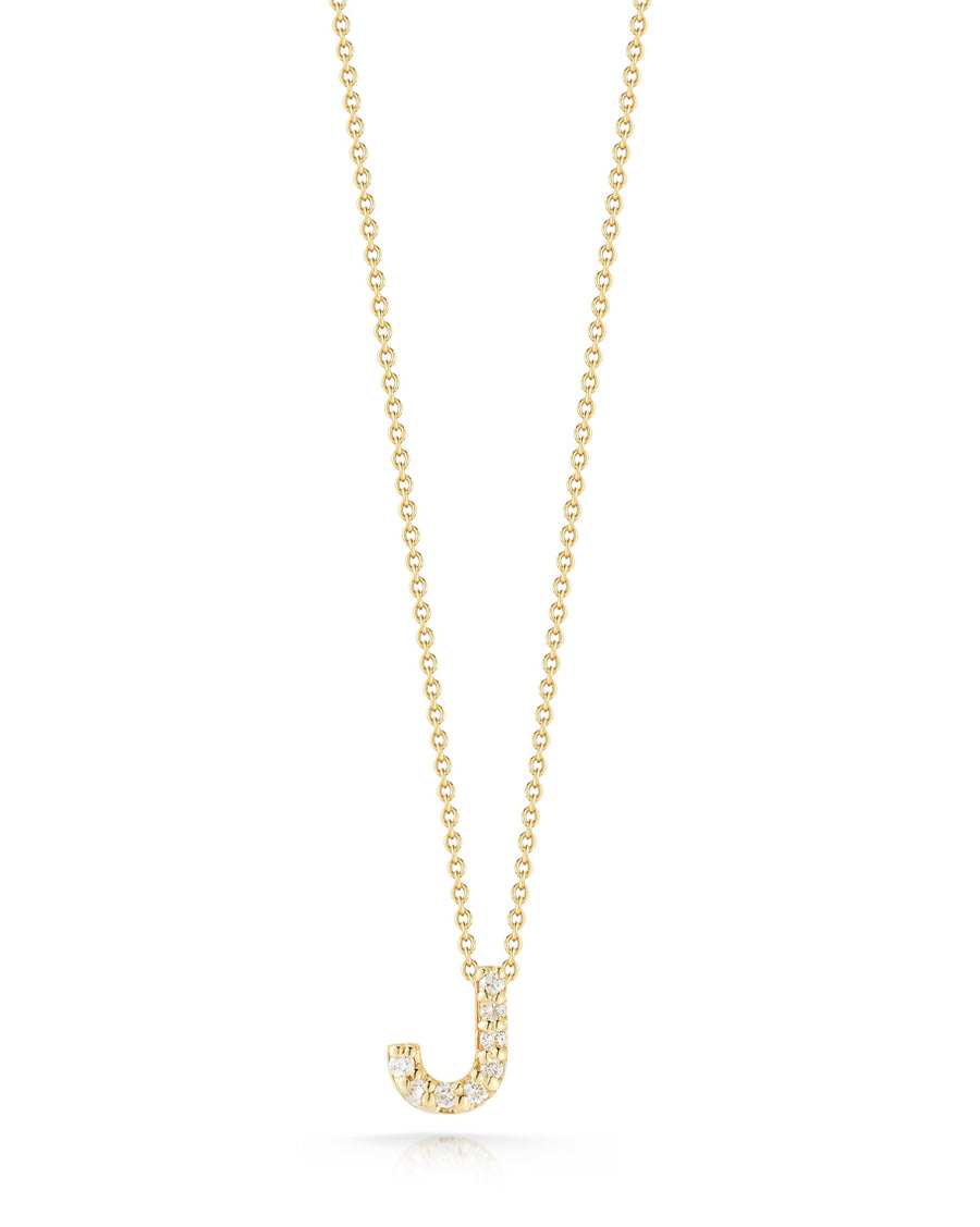 Tiny Treasures 0.04ct Diamond Love Letter "J" Pendant in 18K Yellow Gold, 16-18" chain