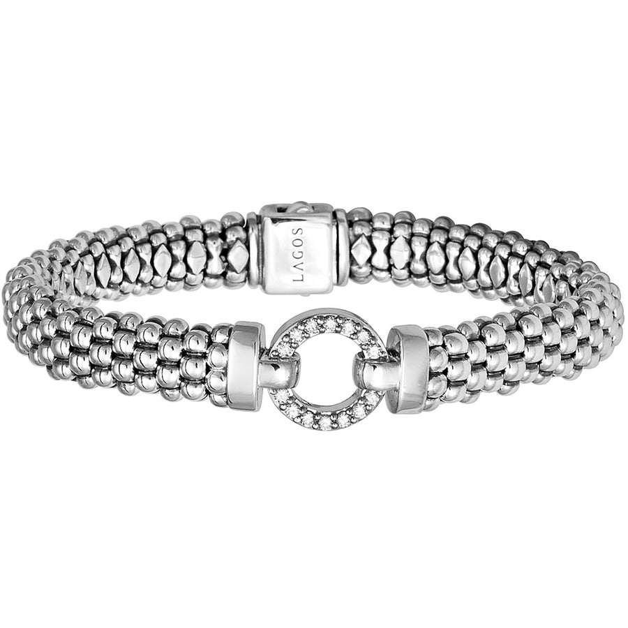 STERLING 14 RD DIAMOND 9MM ROPE ENSO BRACELET
