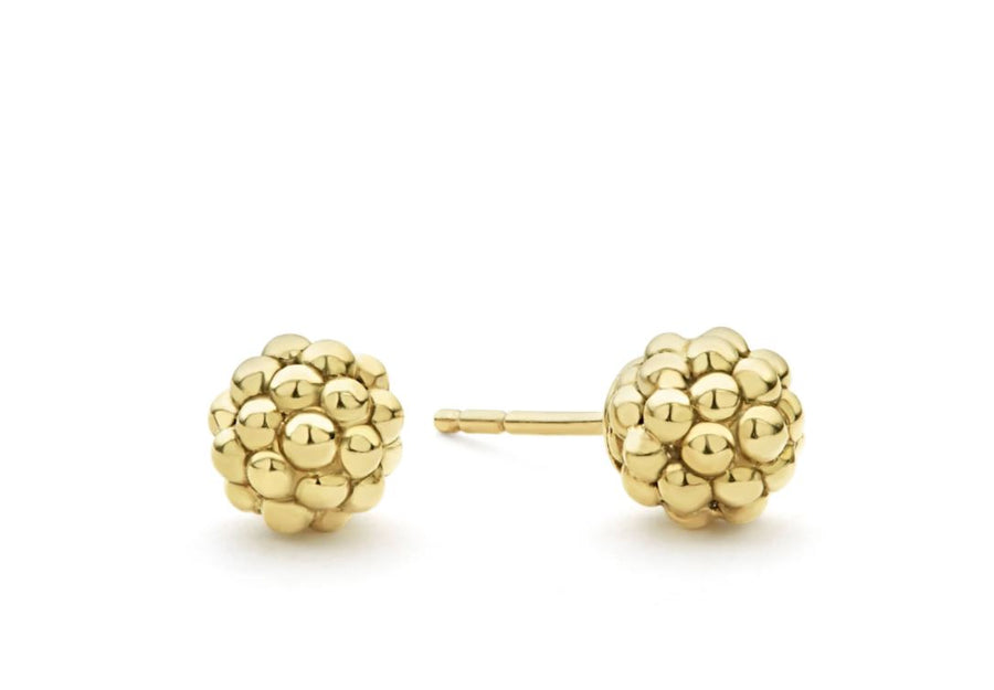 6mm Caviar Beaded Stud Earrings in 18K Yellow Gold