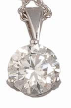 18K WHITE GOLD ROUND BRILLIANT DIAMOND=0.70CT FIRE & ICE PENDANT ON 18"CHAIN