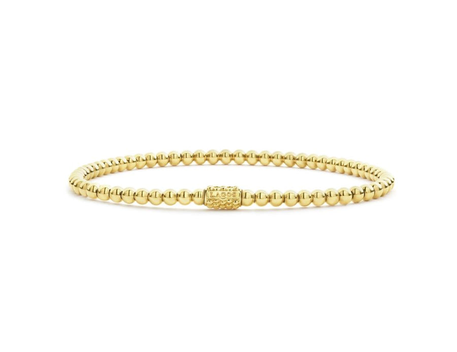 Caviar Gold 3mm Bead Bracelet in 18K Yellow Gold, Size 7