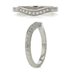 0.09ct Diamond Contoured Engraved Band in Platinum, Size 7