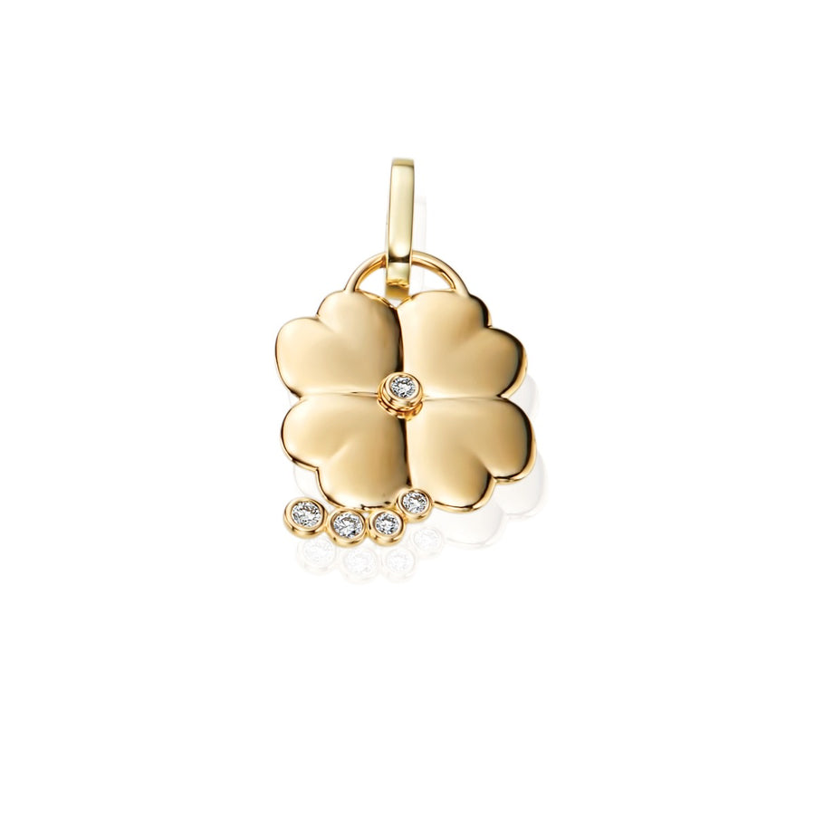 Lucky Life 0.17Ct Diamond Four Leaf Clover Charm Only in 18k Yellow Gold