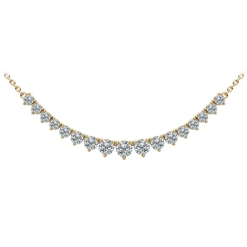 3.20ct Diamond Graduated Line Necklace in 14K Yellow Gold, 18"