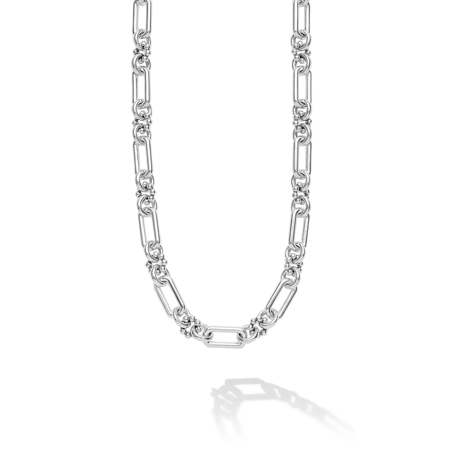 Signature Caviar Petite Link Necklace in Sterling Silver, 24"
