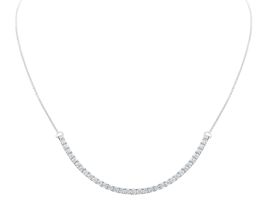 0.85ct Diamond Link Necklace in 18K White Gold, 17"