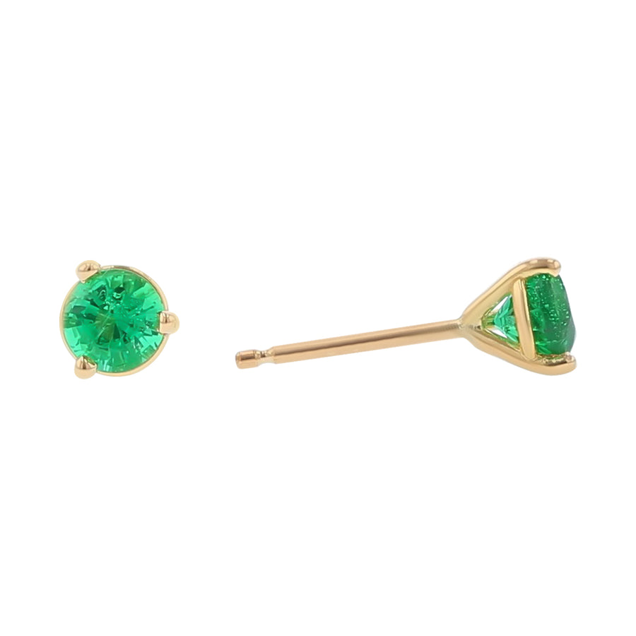 18K Yellow Gold Emerald Stud Earrings