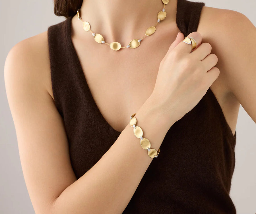 Lunaria 0.16ct Diamond Bracelet in 18K Yellow and White Gold