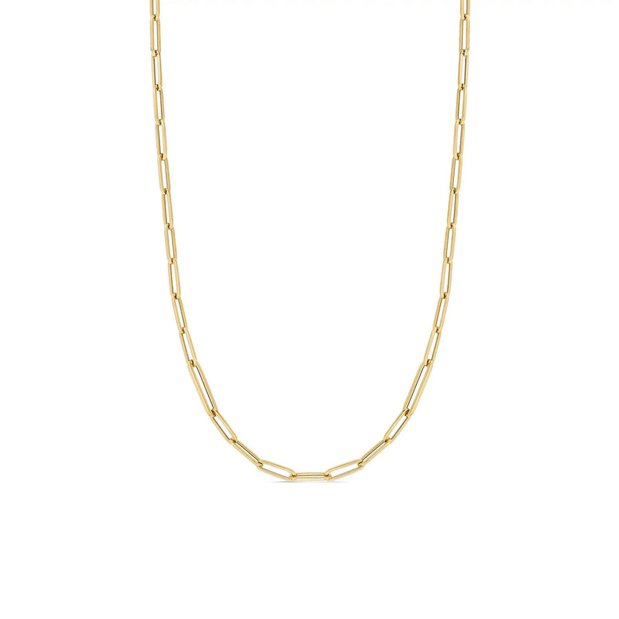 An 18K yellow gold paper clip chain necklace.