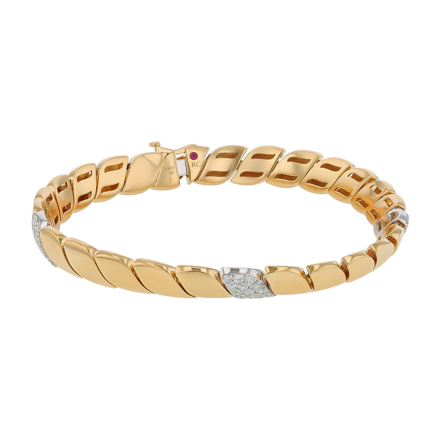San Marco 0.78ct Diamond 3 Station Bracelet in 18K Yellow and White Gold