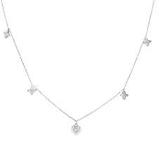 Love by the Inch 0.08ct Diamond 5 Station Necklace in 18K White Gold, 17"