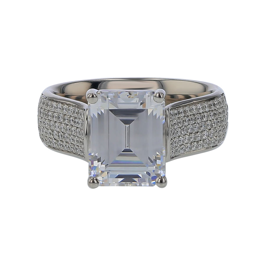 0.55ct Diamond Semi-Mount for 3ct Emerald Cut Diamond in Platinum
