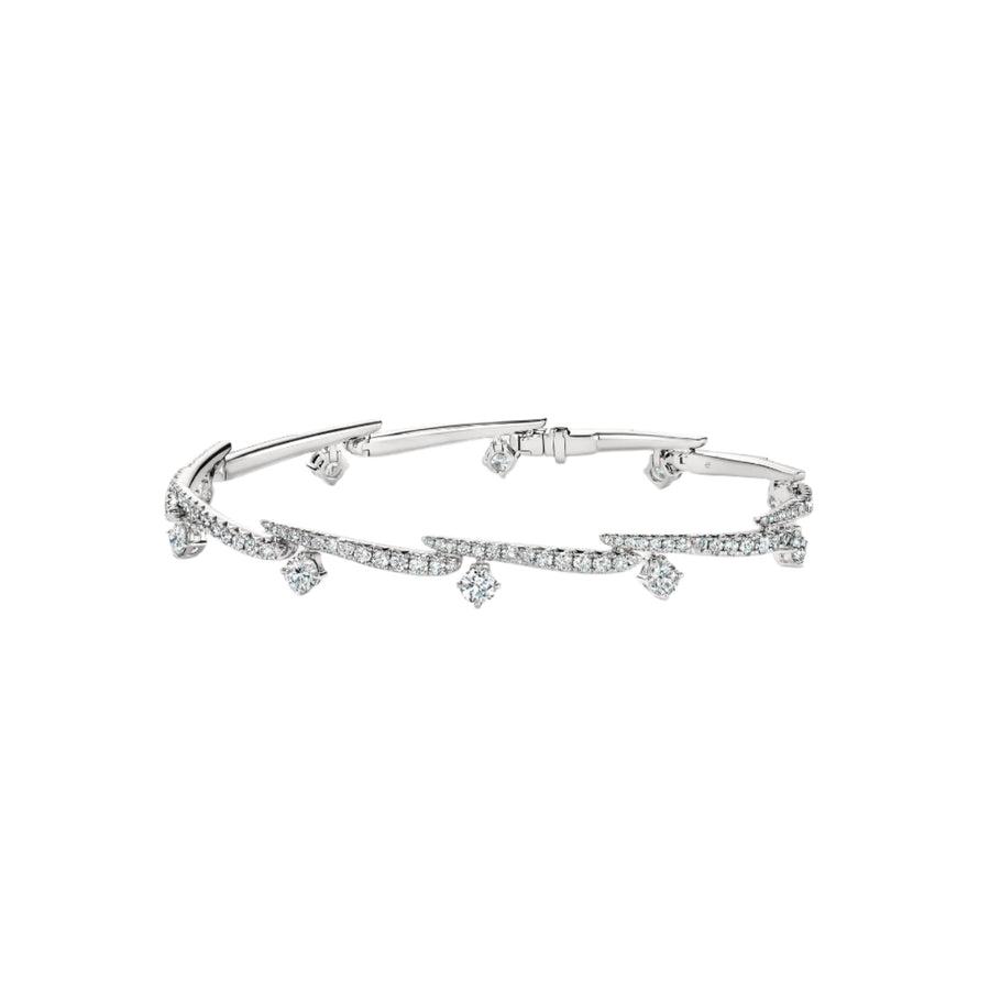 Vela 2.75-2.99ct Diamond Pave Crossover Bracelet in 18K White Gold, Size 6.5