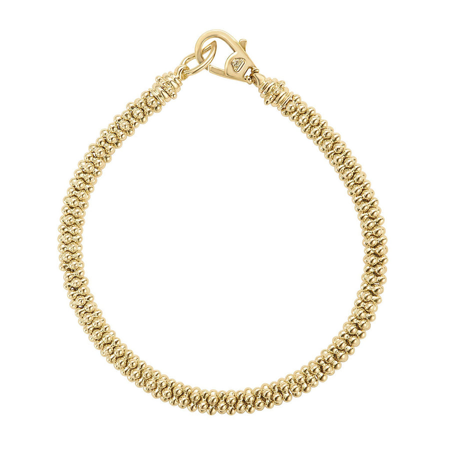 Caviar Gold 4mm Beaded Bracelet in 18K Yellow Gold, size 7