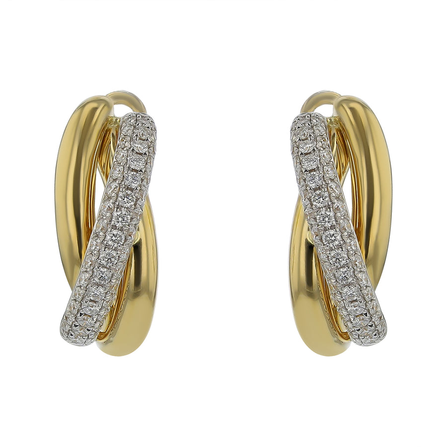 1.09ct Diamond Prong Set Hoop Earrings in 14K Yellow Gold