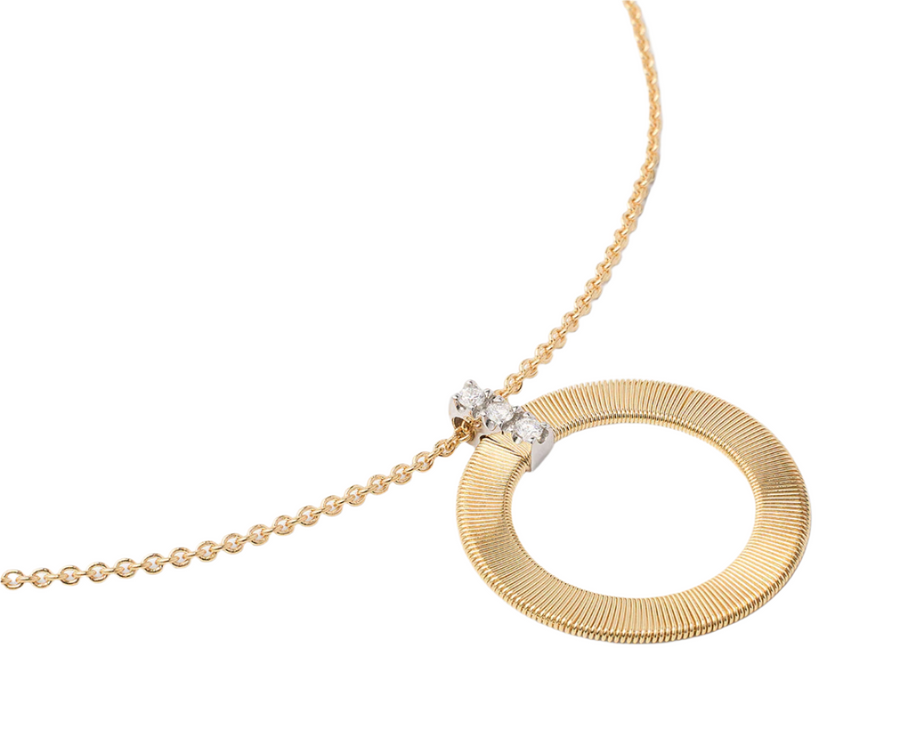 Masai 0.08ct Diamond Circle Pendant in 18K Yellow and White Gold, 16.5-18" chain
