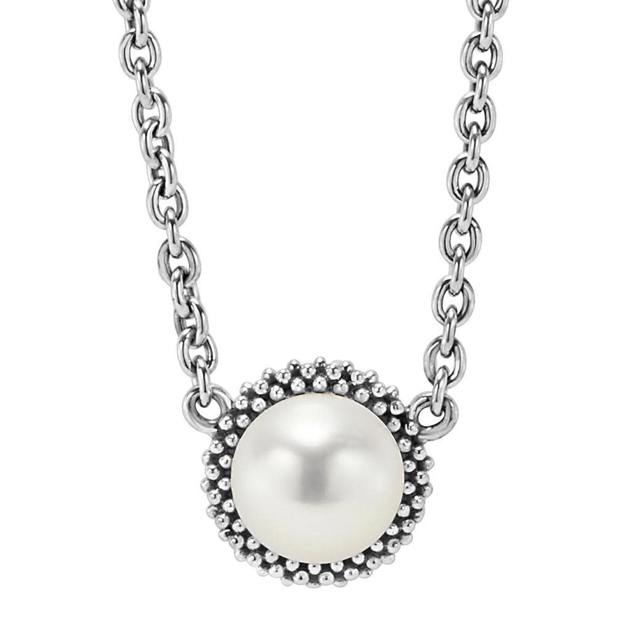 Luna Freshwater Pearl Necklace in Sterling Silver, 16-18in