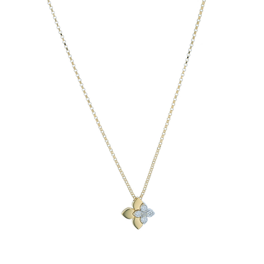 Tiny Princess 0.09ct Diamond Necklace in 18K Yellow and White Gold, 17"