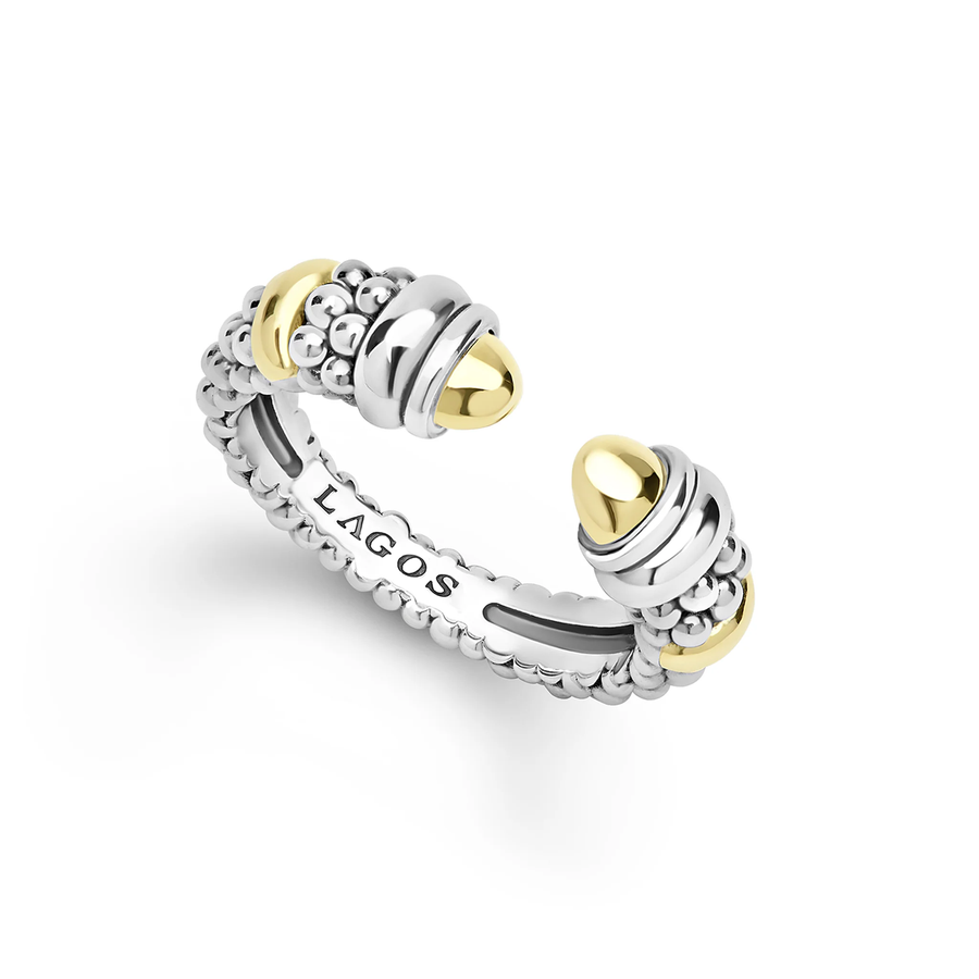 Signature Caviar Versa Ring in 18K Yellow Gold and Sterling Silver, size 5