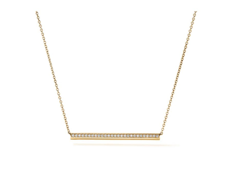 Barre 0.10-0.20ct Diamond Bar Pave Necklace in 18K Yellow Gold, 18"