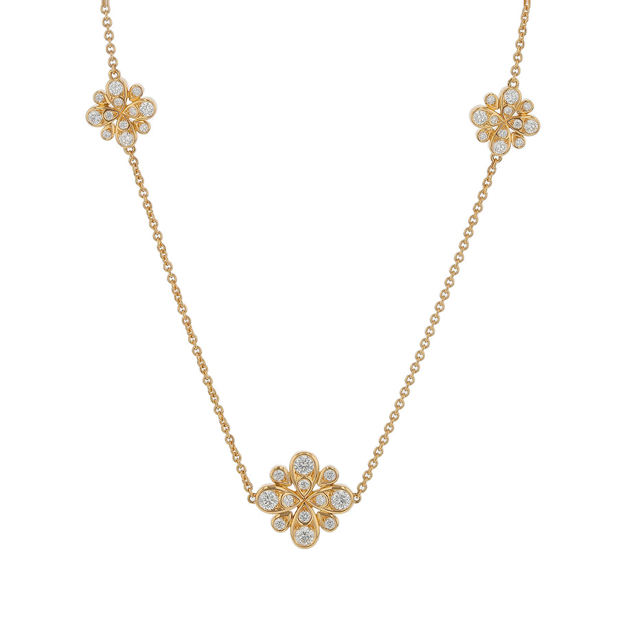 Scallop Jubilee Diamond Station Necklace in 18K Yellow Gold, 19in
