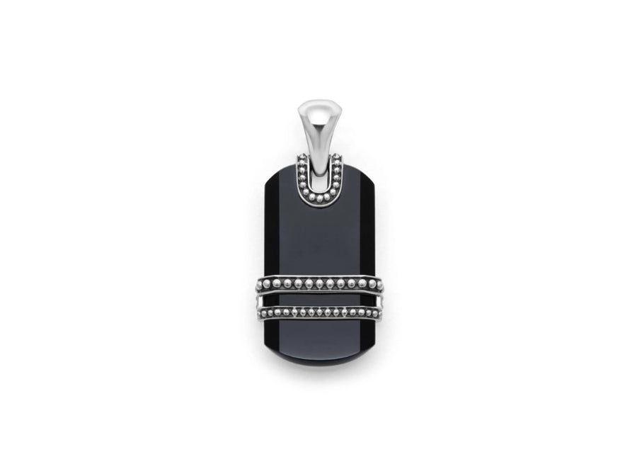 Anthem Black Agate Tag Pendant Only in Sterling Silver