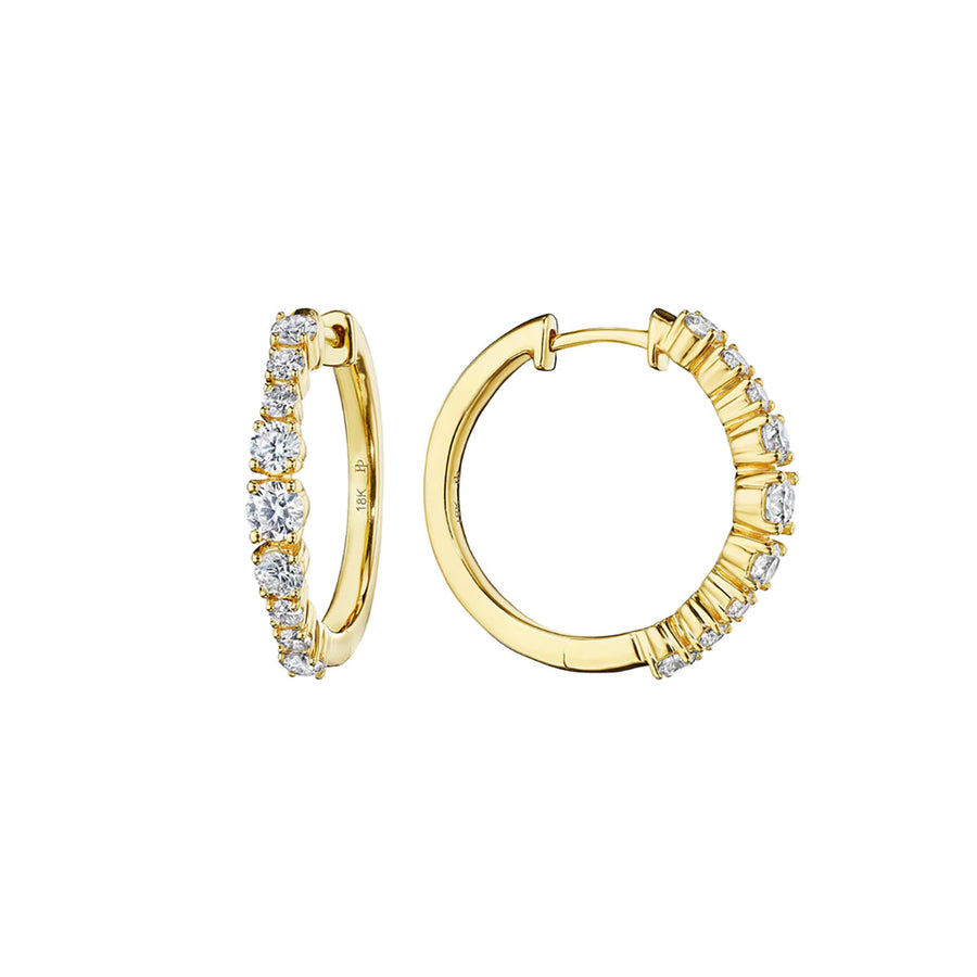 Wave 1.00ct Diamond 21mm Hoop Earrings in 18K Yellow Gold
