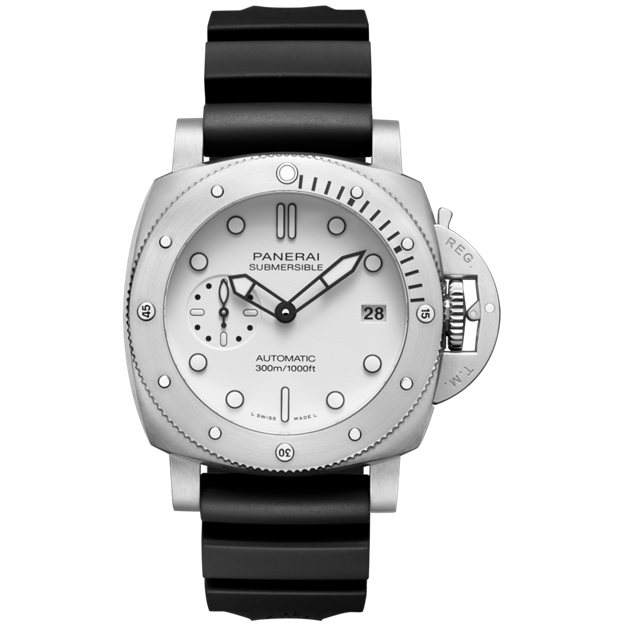 42mm Submersible Bianco Watch with White Dial in Stainless Steel, Strap