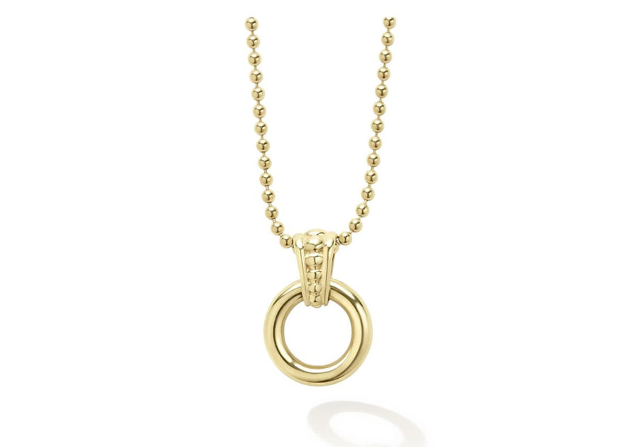 Meridian 9mm Circle Pendant in 18K Yellow Gold, 16-18" chain