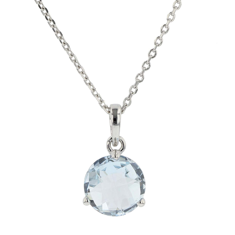 1.19ct Aquamarine 3 Prong Pendant in 14K White Gold on 18" chain