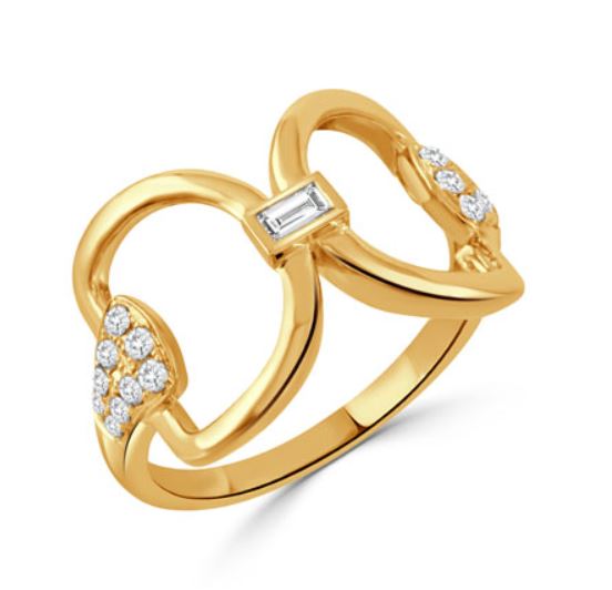Equestrian Diamond Ring in 18K Yellow Gold, Size 6.5