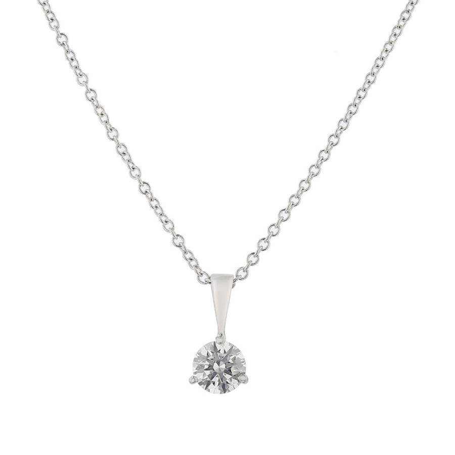 0.50ct Fire & Ice Round Brilliant Diamond and Solitaire Pendant in 18K White Gold, 18" chain