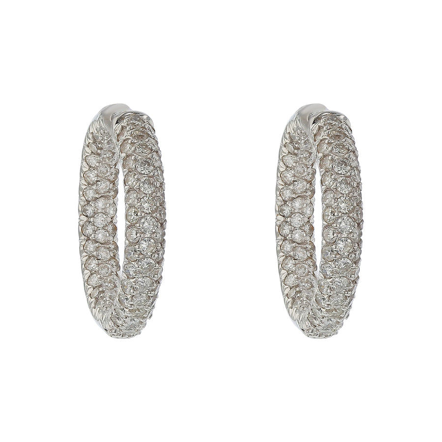 1.55ct Diamond Inside Outside Hoop Earrings in 18K White Gold