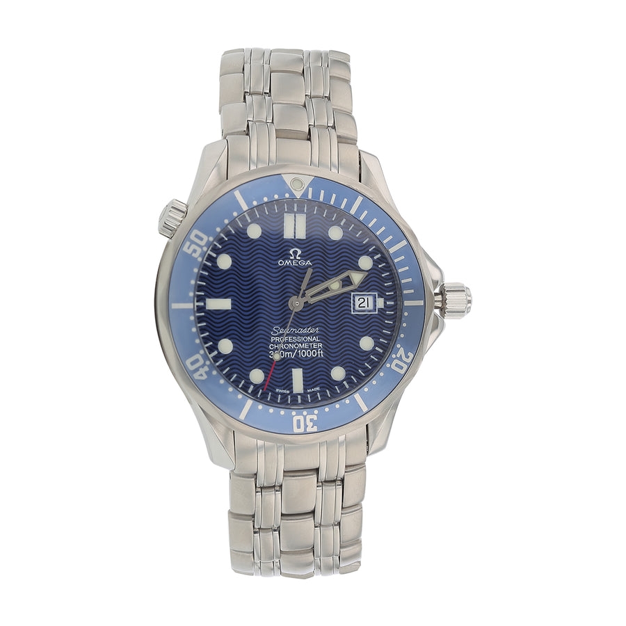 41mm Omega Seamaster Watch with Blue Dial in Stainless Steel, Bracelet