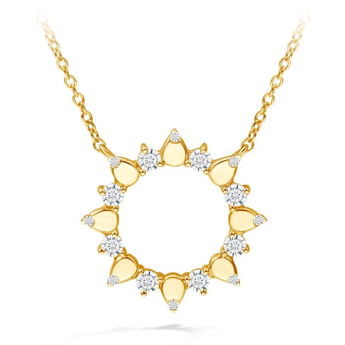Aerial Eclipse 0.30-0.38ct Diamond Necklace in 18K Yellow Gold, 18" chain