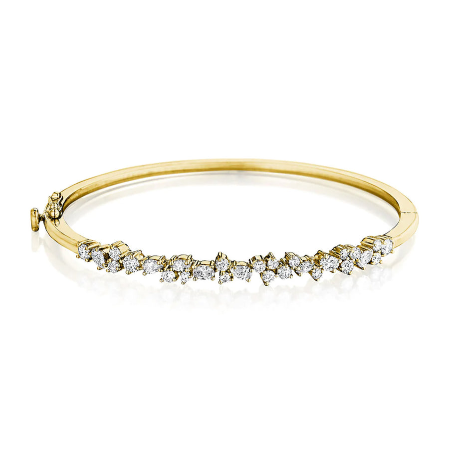 Stardust 1.63ct Round Marquise Oval and Pear Diamond Cluster Bangle Bracelet in 18K Yellow Gold