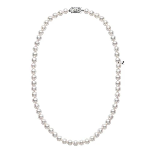 5.5x3mm Akoya Pearl Necklace in 18K White Gold, 18"