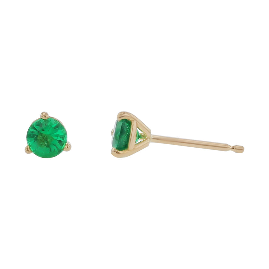 0.47ct Round Zambian Emerald Stud Earrings in 18k Yellow Gold