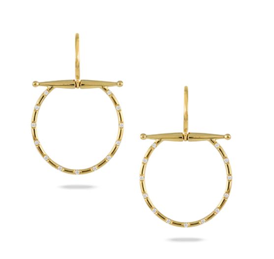 Equestrian 0.29Ct Diamond Stirrup Earrings in 18k Yellow Gold