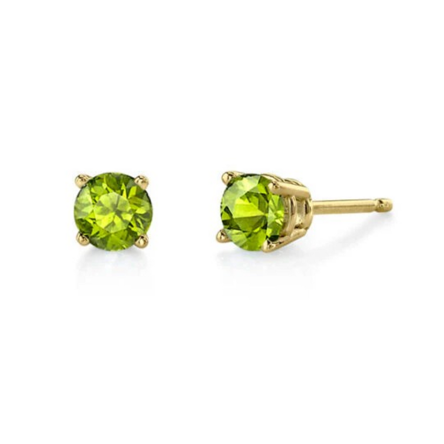1.12ct Round Peridot Basket Stud Earrings in 14K Yellow Gold