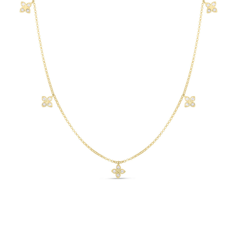 Love by the Inch 0.22ct Diamond 5 Station Necklace in 18K Yellow Gold, 17"