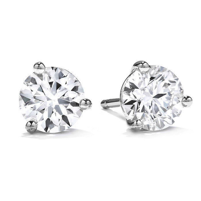 2.42-2.55ct Diamond 3-Prong Stud Earrings in 18K White Gold