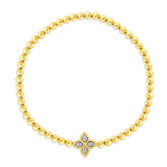 Princess Flower 0.02ct Full Cut Diamond Bracelet in 18K Yellow Gold, Petite