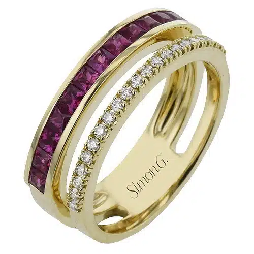0.84ct Ruby and 0.18ct Diamond Ring in 18K Yellow Gold, Size 6.25