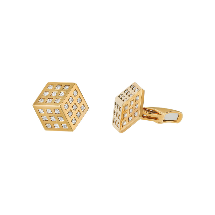 0.83ct Diamond Cube Cuff Links in 18K Yellow Gold