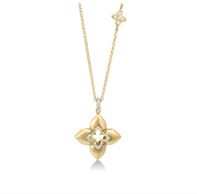 Venetian Princess 0.17ct Diamond Pendant in 18K Yellow Gold, 17" chain