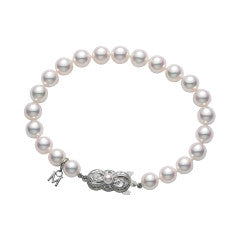 6-6.5mm A Pearl Bracelet in 18K White Gold, 7"