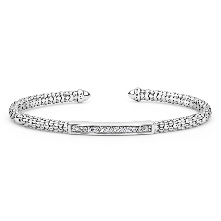 Caviar Spark 0.22ct Diamond Versa Cuff Bracelet in Sterling Silver, size large