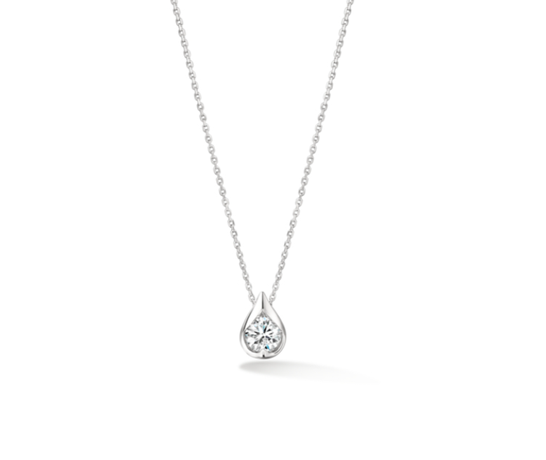 LU Droplet 0.20-0.25ct Diamond Pendant in 18K White Gold, 17" chain